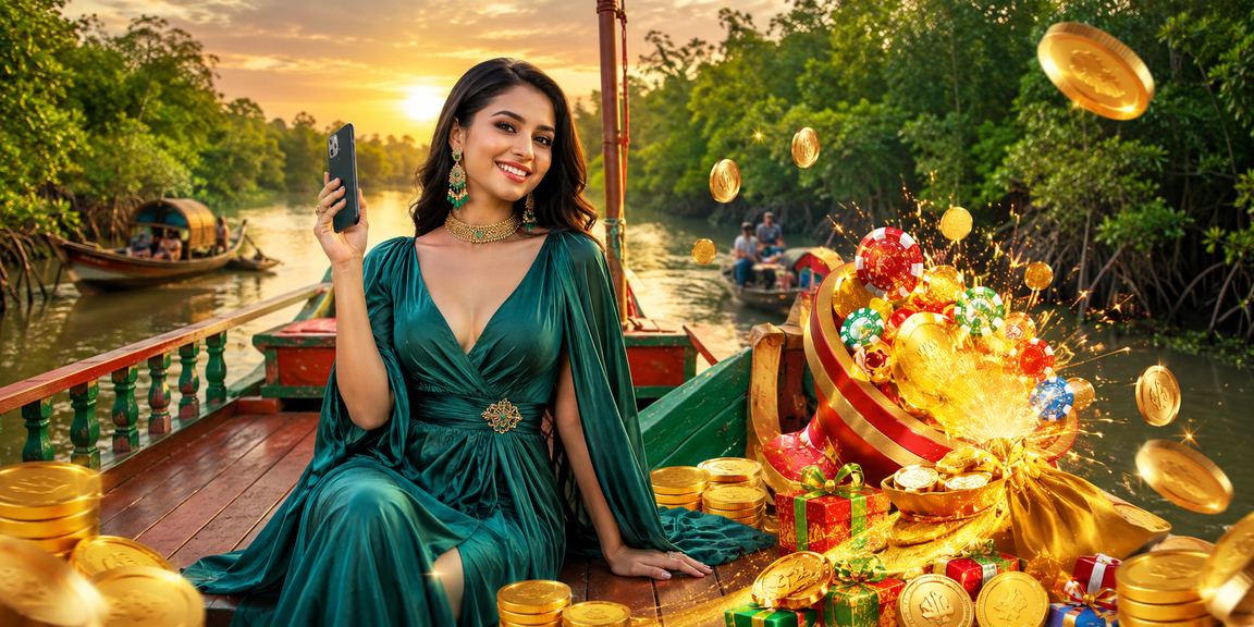 সুন্দরবনের পটভূমিতে মোবাইলে bed11 নতুন গেম খেলার দৃশ্য